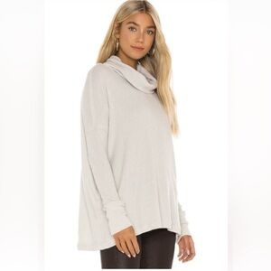 Free People We The Free Cream Juicy Ribbed Open Back Cowl Sweater Large NWOT